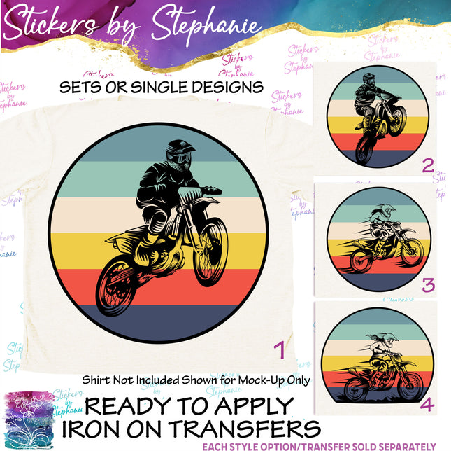 (s02-379) Motocross Retro Sunset Iron-On Transfer