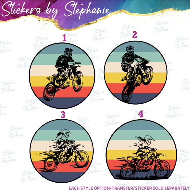 (s02-379) Motocross Retro Sunset Iron-On Transfer