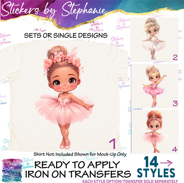 (s02-380) Ballerina Ballet Dancer Watercolor Iron-On Transfer
