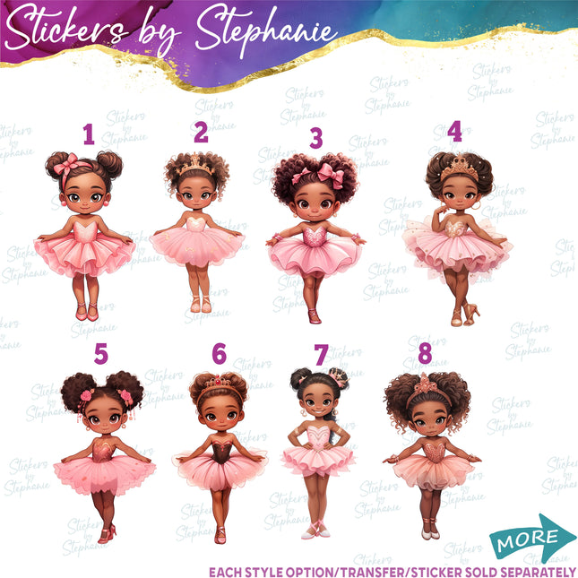(s02-383) Ballerina Ballet Dancer African American Iron-On Transfer