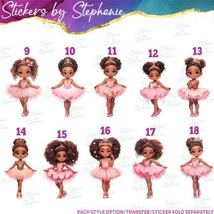 (s02-383) Ballerina Ballet Dancer African American Iron-On Transfer