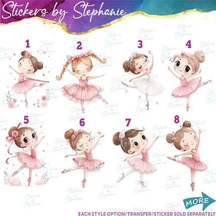 (s02-384) Ballerina Ballet Dancer Watercolor Iron-On Transfer or Sticker