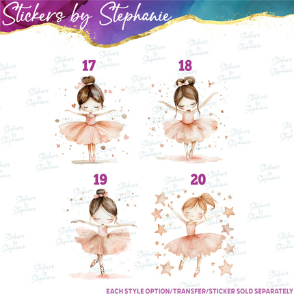 (s02-384) Ballerina Ballet Dancer Watercolor Iron-On Transfer or Sticker