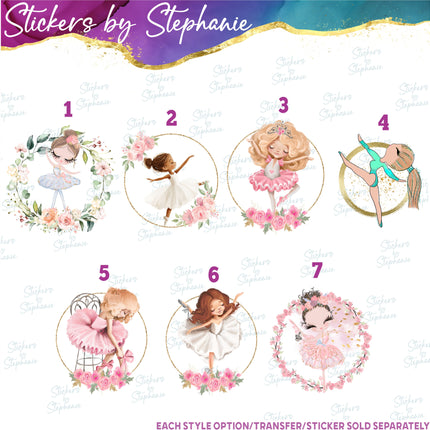 (s02-387) Ballerina Ballet Dancer Flowers Iron-On Transfer or Sticker