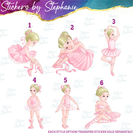 (s02-388) Ballerina Ballet Dancer Iron-On Transfer or Sticker