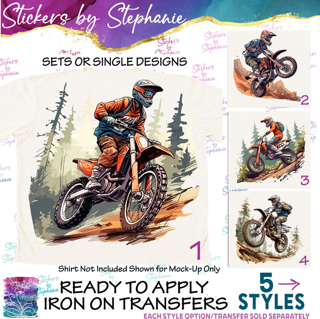 (s02-389) Motocross Dirt Bike Rider Iron-On Transfer or Sticker