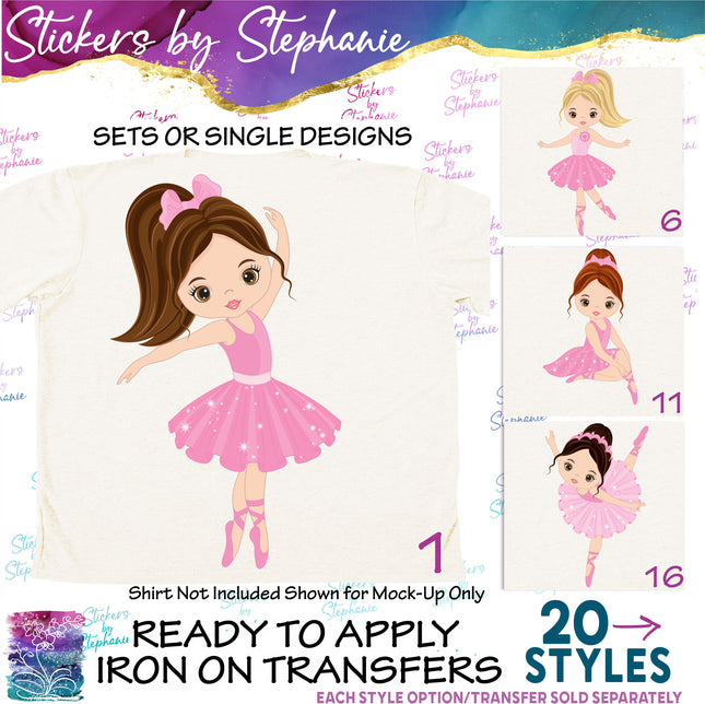 (s02-395) Ballerina, Ballet Dancer Iron-On Transfer