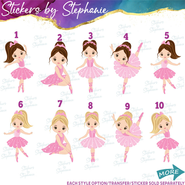 (s02-395) Ballerina, Ballet Dancer Iron-On Transfer