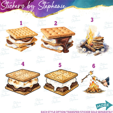 (s02-202) Smores S'Mores Illustrated Graphic Iron-On Transfer or Sticker
