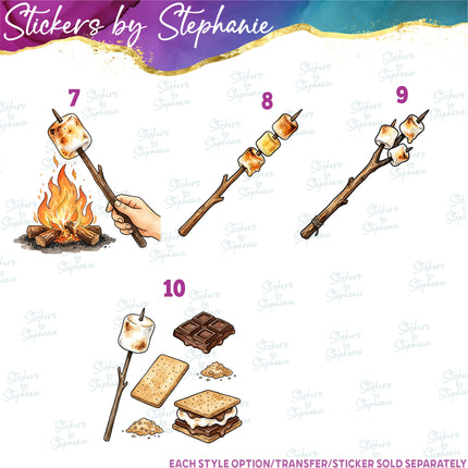 (s02-202) Smores S'Mores Illustrated Graphic Iron-On Transfer or Sticker