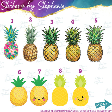(s02-208) Pineapple Tropical Preppy Watercolor Graphic Iron-On Transfer or Sticker
