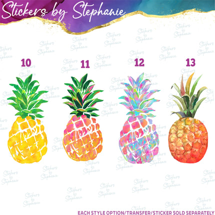 (s02-208) Pineapple Tropical Preppy Watercolor Graphic Iron-On Transfer or Sticker