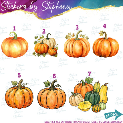 (s02-257) Pumpkins Watercolor Illustrated Graphic Iron-On Transfer or Sticker