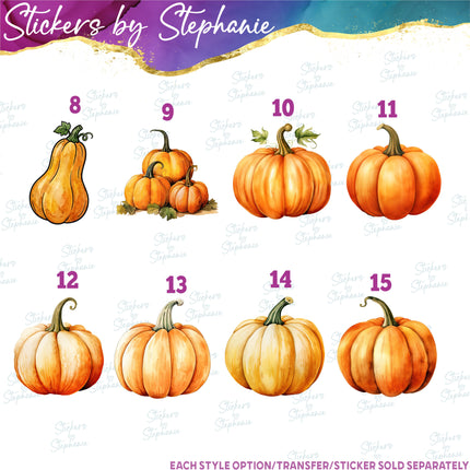 (s02-257) Pumpkins Watercolor Illustrated Graphic Iron-On Transfer or Sticker