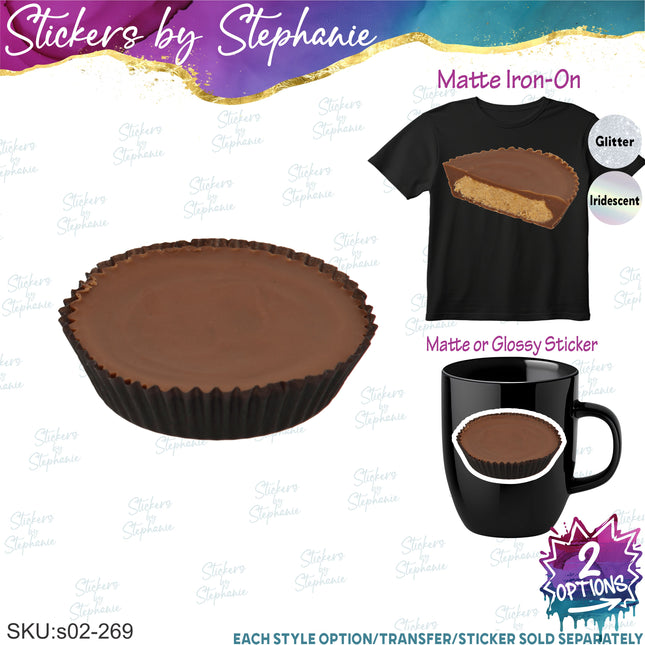 (s02-269) Chocolate Peanut Butter Cups Graphic Iron-On Transfer or Sticker
