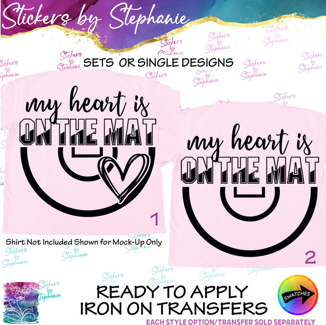 (s03-692) My Heart is on the Mat Wrestling Iron-On Transfer or Sticker