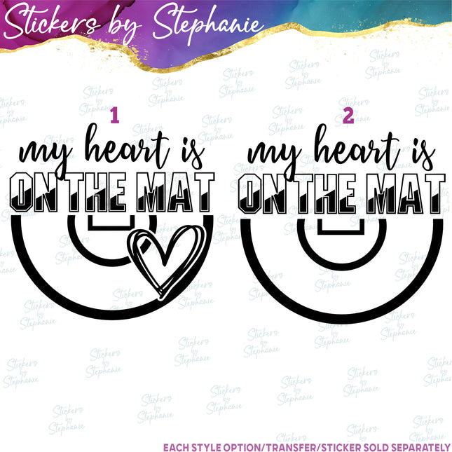 (s03-692) My Heart is on the Mat Wrestling Iron-On Transfer or Sticker