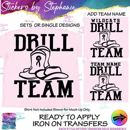 (s03-694) Drill Team Name Iron-On Transfer