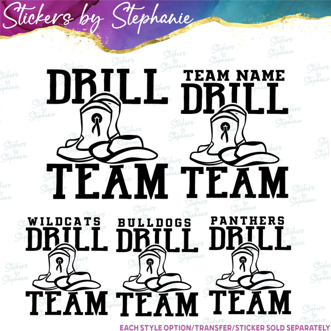 (s03-694) Drill Team Name Iron-On Transfer