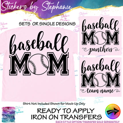 (s03-695) Baseball Mom Team Name Iron-On Transfer