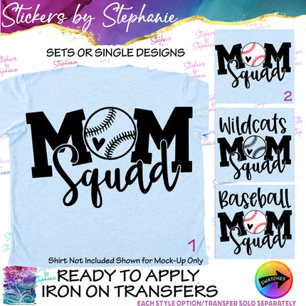 (s03-697) Baseball Mom Squad Team Name Iron-On Transfer