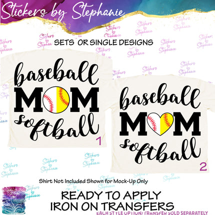 (s03-701) Baseball Softball Mom Iron-On Transfer