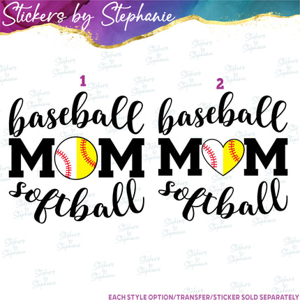 (s03-701) Baseball Softball Mom Iron-On Transfer