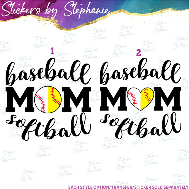 (s03-701) Baseball Softball Mom Iron-On Transfer