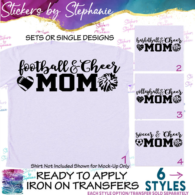 (s03-710) Baseball, Basketball, Soccer Cheer Mom Iron-On Transfer