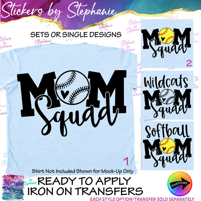(s03-712) Softball Mom Squad, Team Name Iron-On Transfer