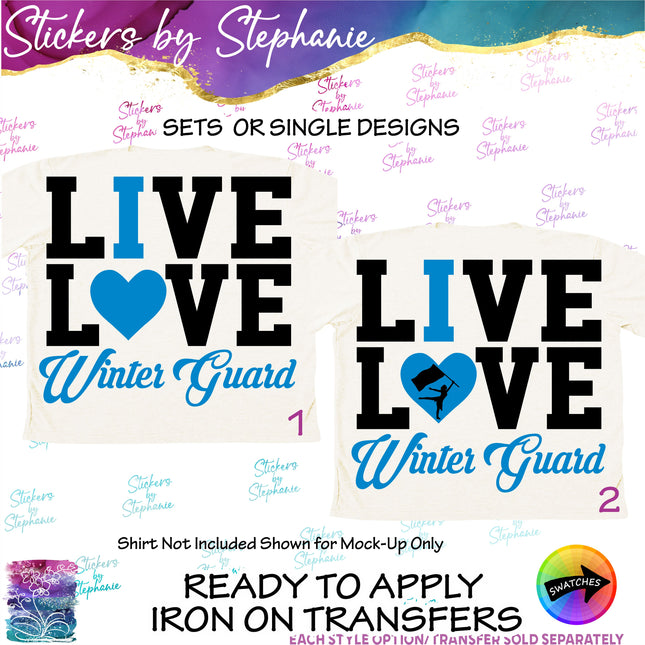 (s03-714) Live Love I Heart Winter Guard  Iron-On Transfer