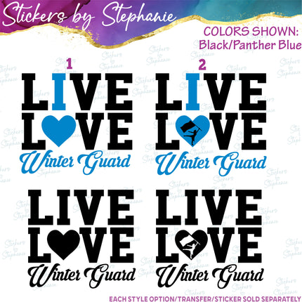 (s03-714) Live Love I Heart Winter Guard  Iron-On Transfer