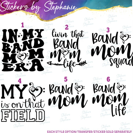 (s03-595) In My Band Mom Era Life Squad Iron-On Transfer or Sticker