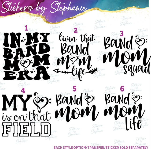 (s03-595) In My Band Mom Era Life Squad Iron-On Transfer or Sticker