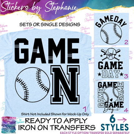 (s03-598) Game On Gameday Game Day Baseball Softball Iron-On Transfer or Sticker