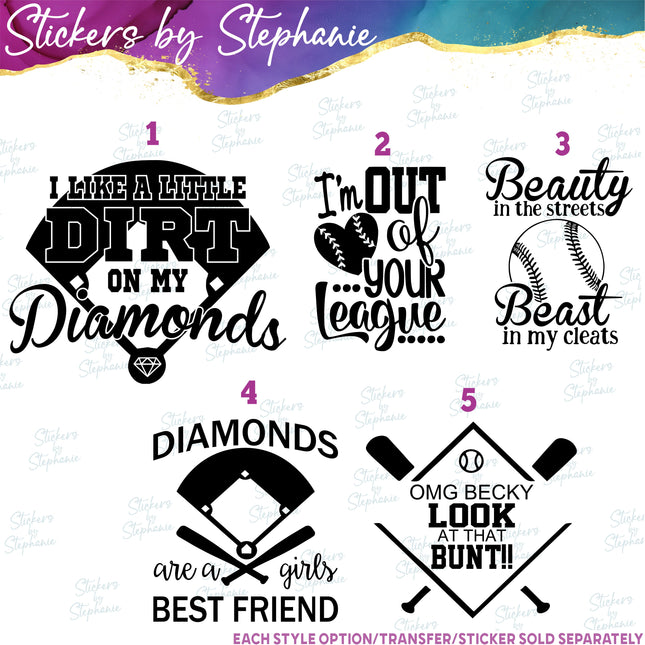(s03-602) Dirt on My Diamonds are a Girls Best Friend Iron-On Transfer or Sticker