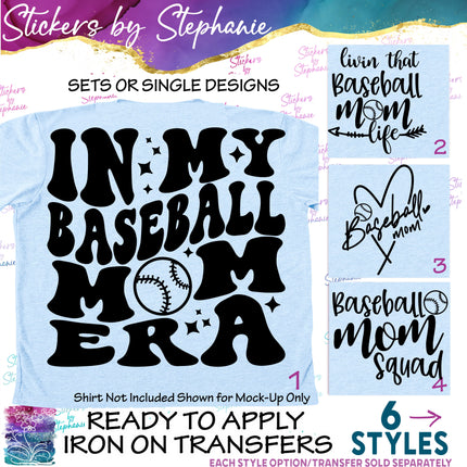 (s03-603) In My Baseball Mom Era Life Squad Iron-On Transfer or Sticker