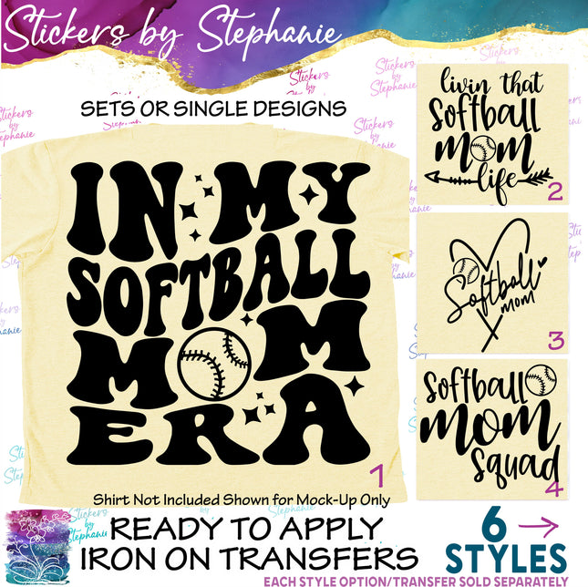 (s03-604) In My Softball Mom Era Life Squad Iron-On Transfer or Sticker