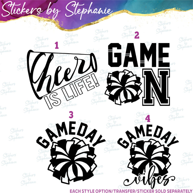 (s03-607) Cheer is Life Game On Gameday Iron-On Transfer or Sticker