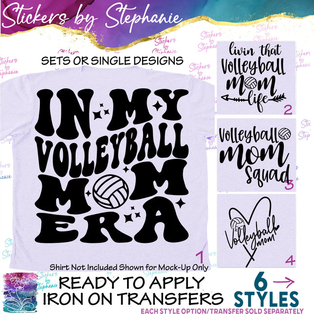 (s03-608) In My Volleyball Mom Era Life Squad Iron-On Transfer or Sticker