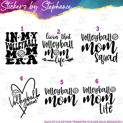 (s03-608) In My Volleyball Mom Era Life Squad Iron-On Transfer or Sticker