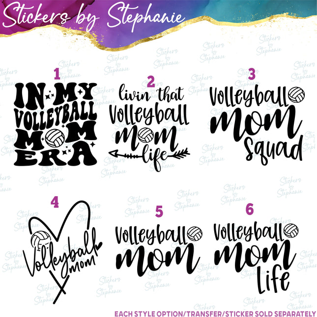 (s03-608) In My Volleyball Mom Era Life Squad Iron-On Transfer or Sticker