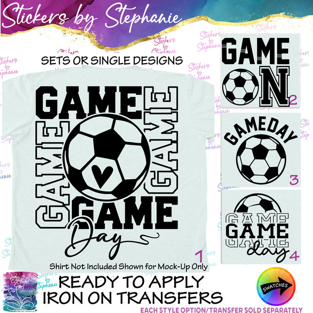 (s03-610) Game On Day Gameday Soccer Iron-On Transfer or Sticker
