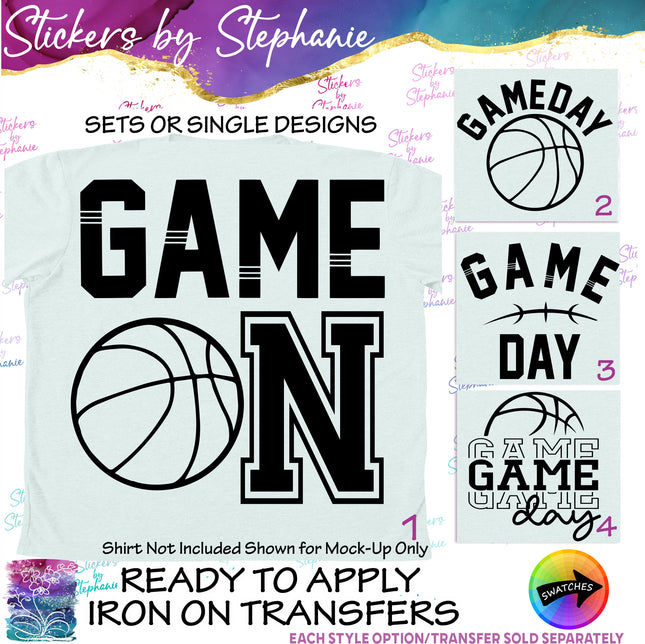 (s03-614) Game On Day Gameday Basketball Iron-On Transfer or Sticker