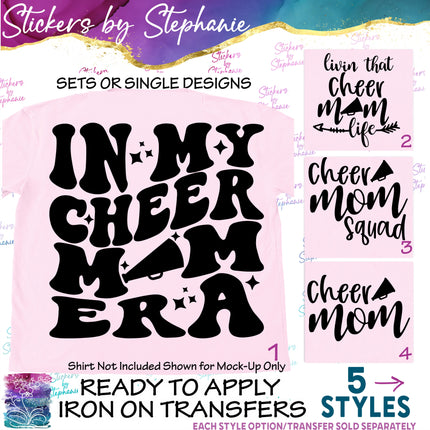 (s03-619) In My Cheer Mom Era, Life, Squad Megaphone Iron-On Transfer or Sticker