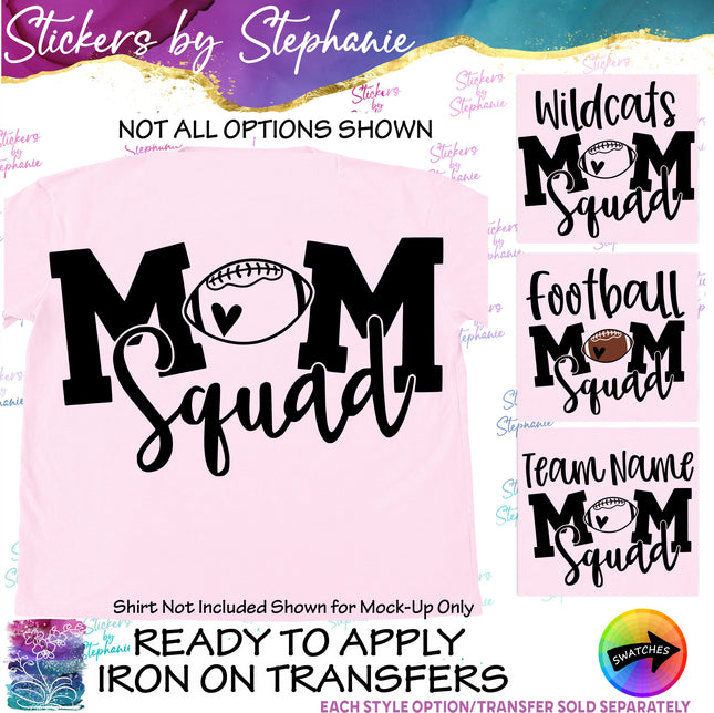 (s03-626) Football Mom Squad, Team Name Iron-On Transfer