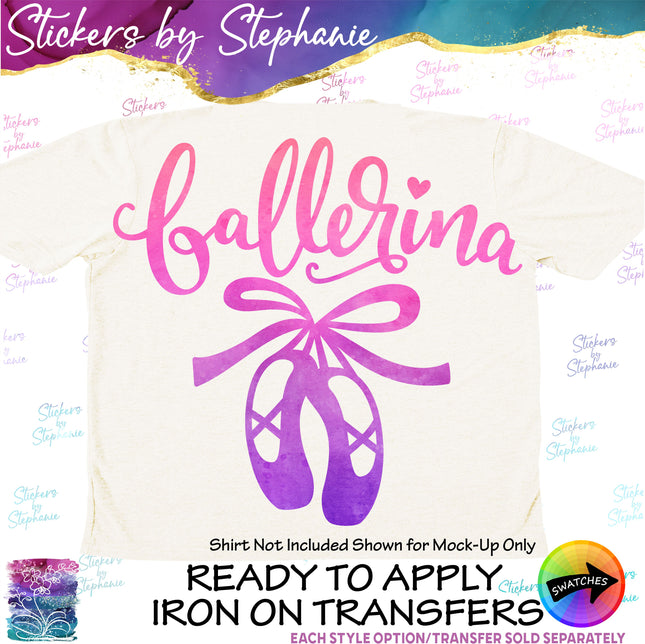 (s03-629) Ballerina, Ballet Slippers Iron-On Transfer