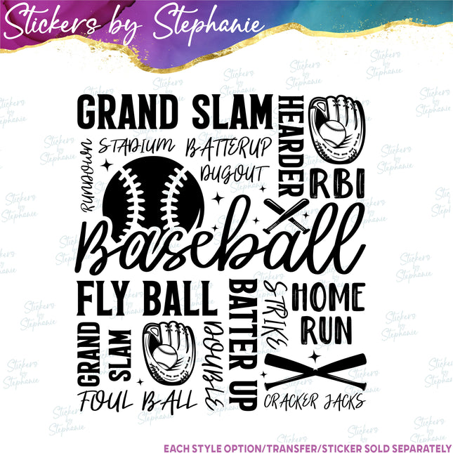 (s03-630) Baseball Subway Graffiti Art Iron-On Transfer or Sticker