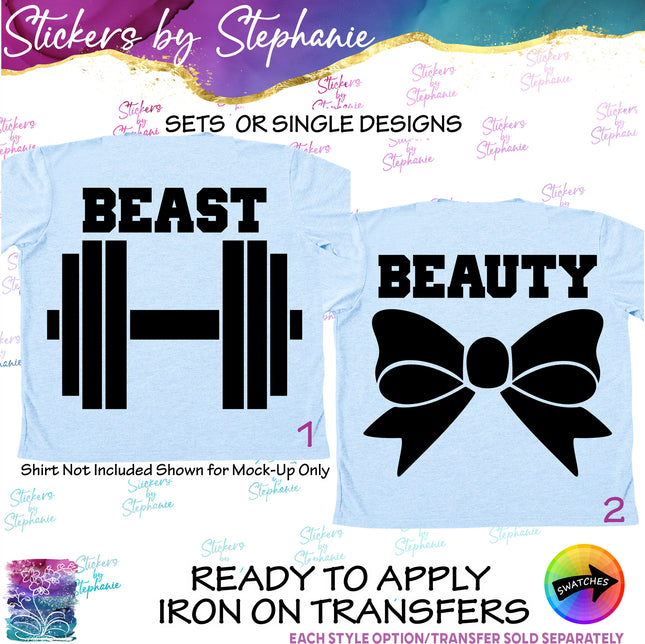 (s03-631) Beast Weights, Beauty Bow Iron-On Transfer or Sticker