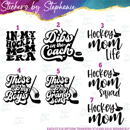 (s03-586) In My Hockey Mom Era Life Squad Iron-On Transfer or Sticker